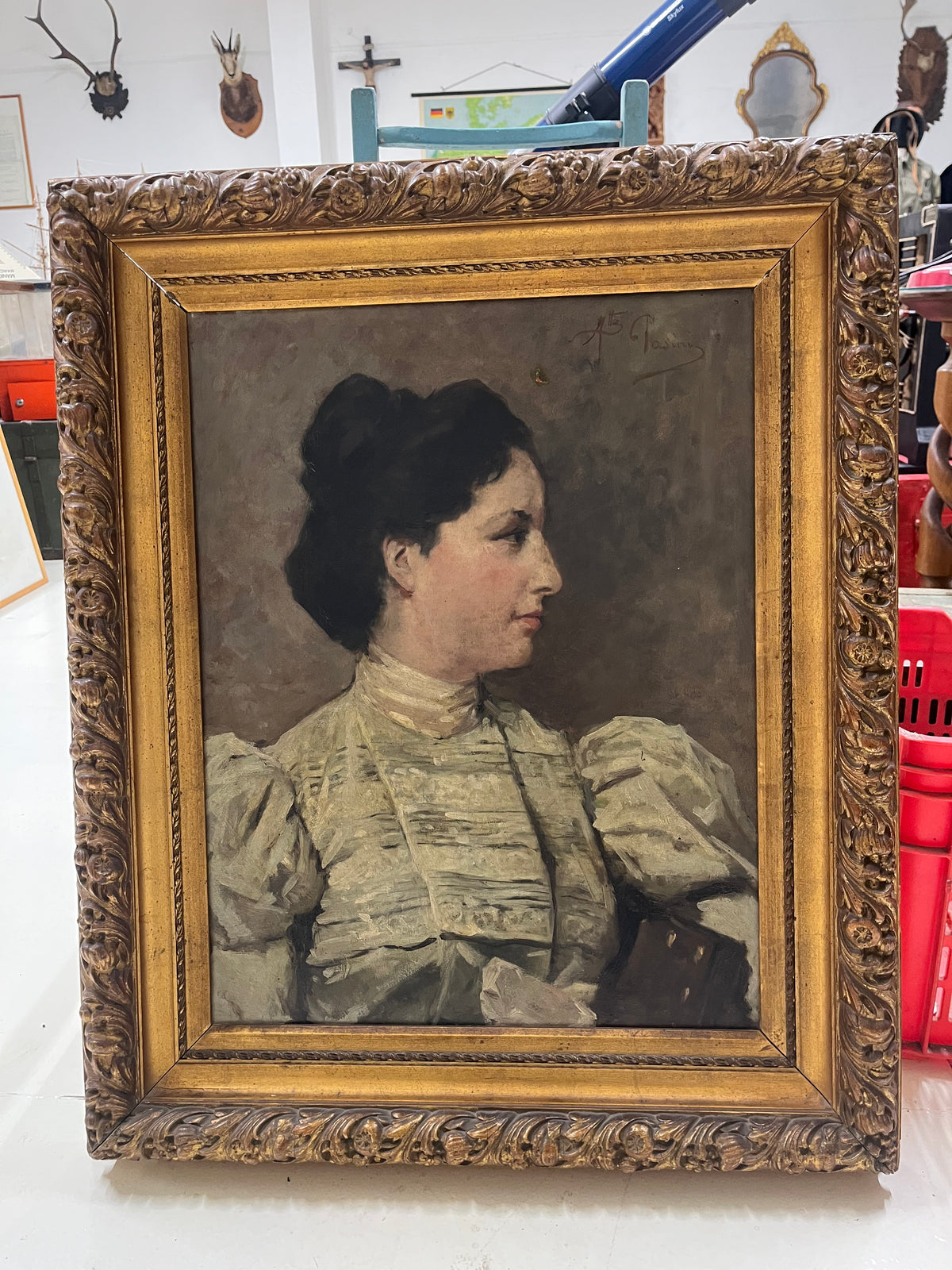 Ritratto di Gentildonna – Dipinto a Olio su Tela di Alberto Pasini (1826–1899), Fine '800