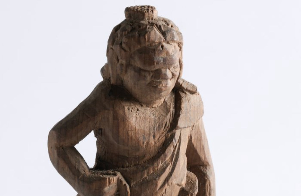 Antique Japanese Wooden Buddhist Statue – Minshubutsu Sculpture, Doji Acolyte (Fudo Myoo), Edo/Meiji Period