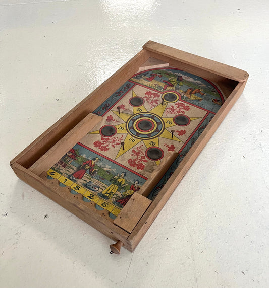 Antique Wooden Bagatelle Tabletop Pinball - Early 20th Century, Oriental Motif