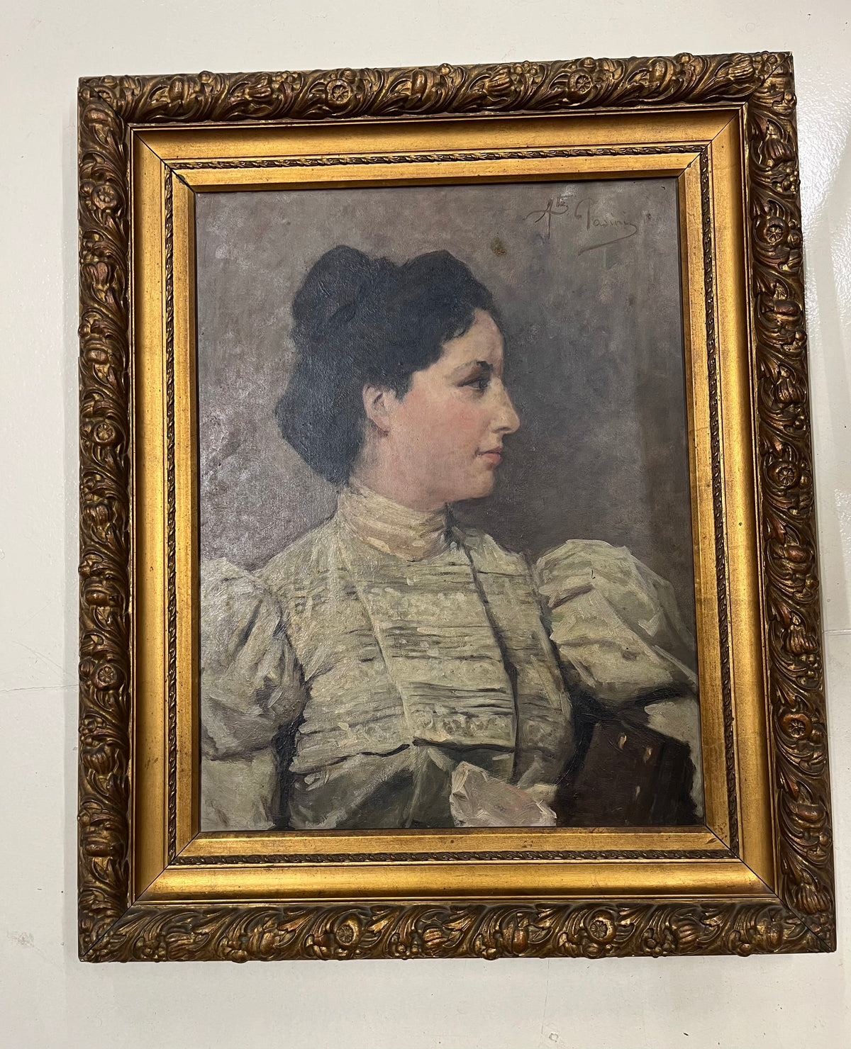 Ritratto di Gentildonna – Dipinto a Olio su Tela di Alberto Pasini (1826–1899), Fine '800