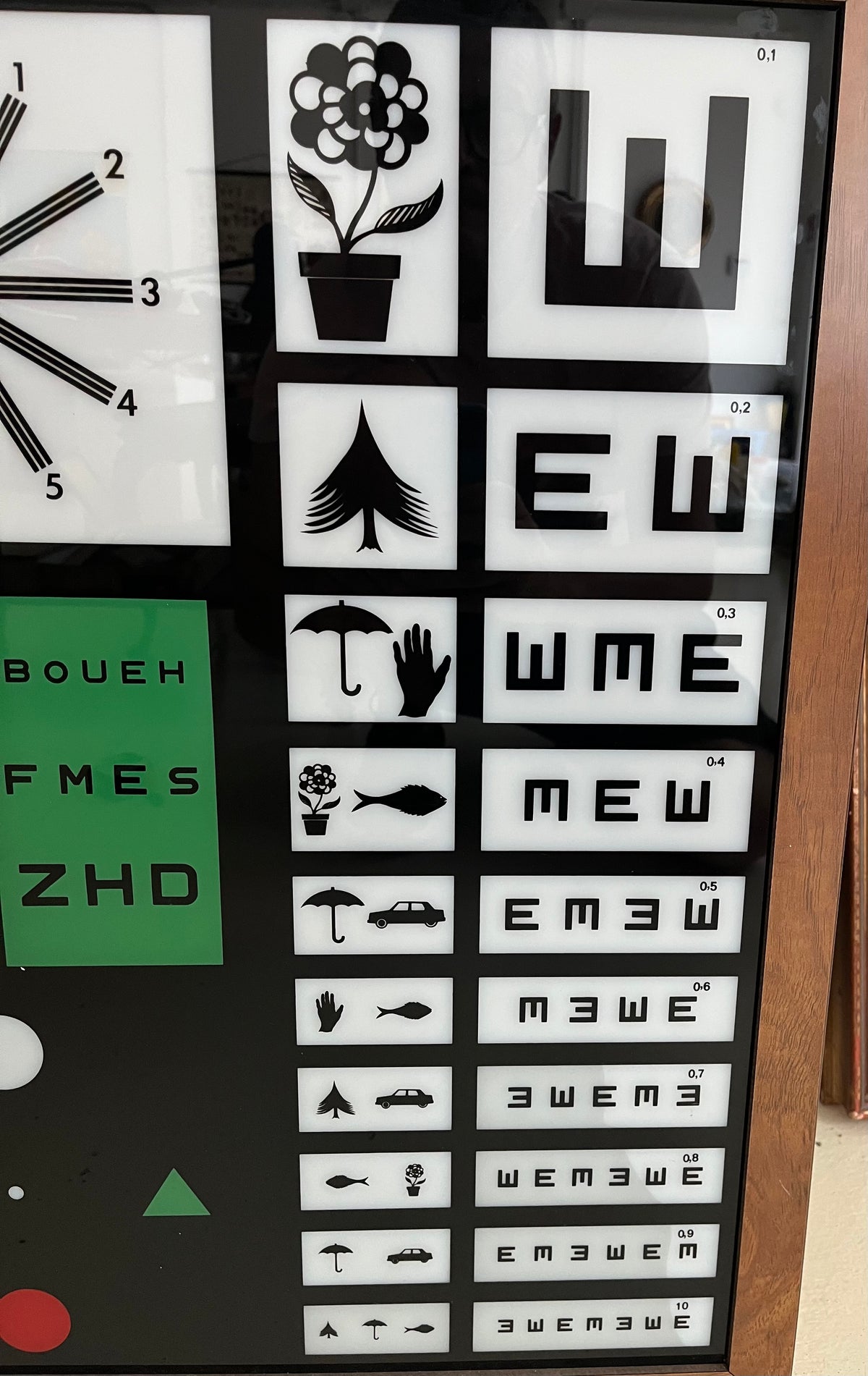 Vintage CSO illuminated eye chart, mid-century modern decor