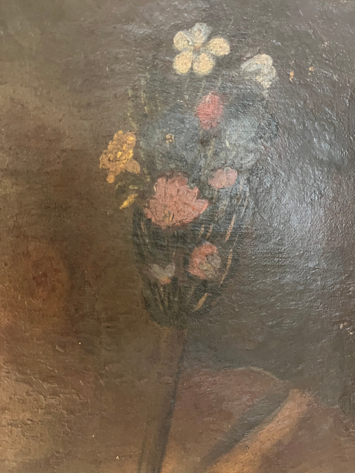 Antique painting of Saint Joseph with staff and Child, oil on canvas, late 18th / early 19th century