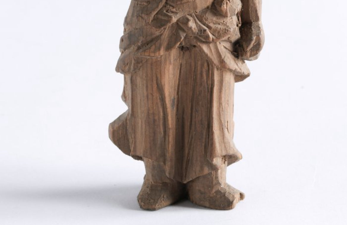Antique Japanese Wooden Buddhist Statue – Minshubutsu Sculpture, Doji Acolyte (Fudo Myoo), Edo/Meiji Period