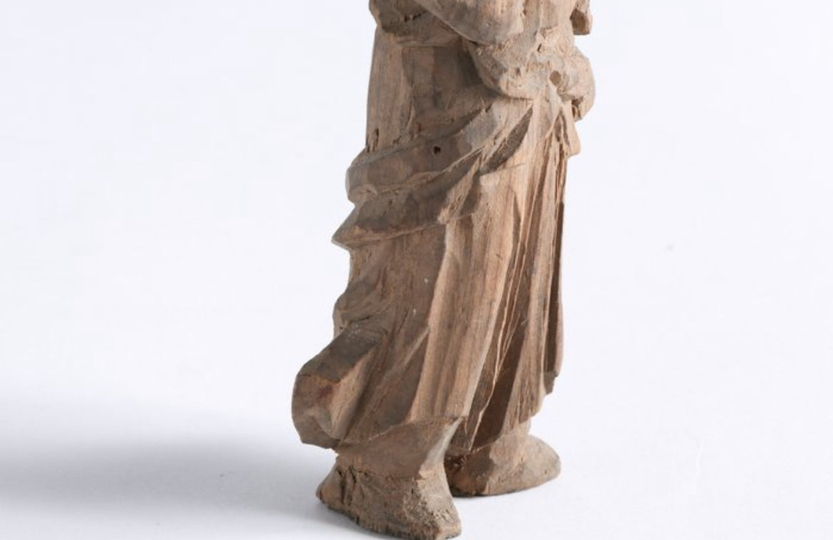 Antique Japanese Wooden Buddhist Statue – Minshubutsu Sculpture, Doji Acolyte (Fudo Myoo), Edo/Meiji Period