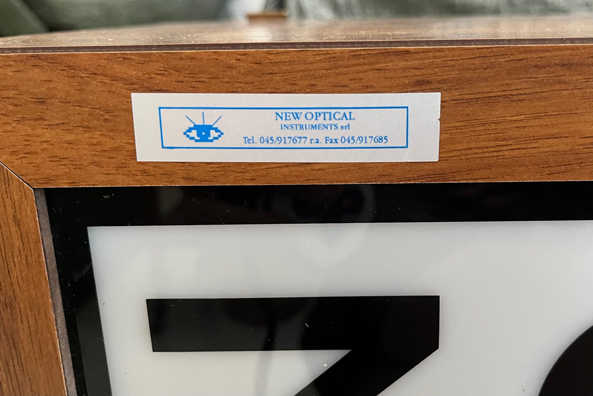 Vintage CSO illuminated eye chart, mid-century modern decor