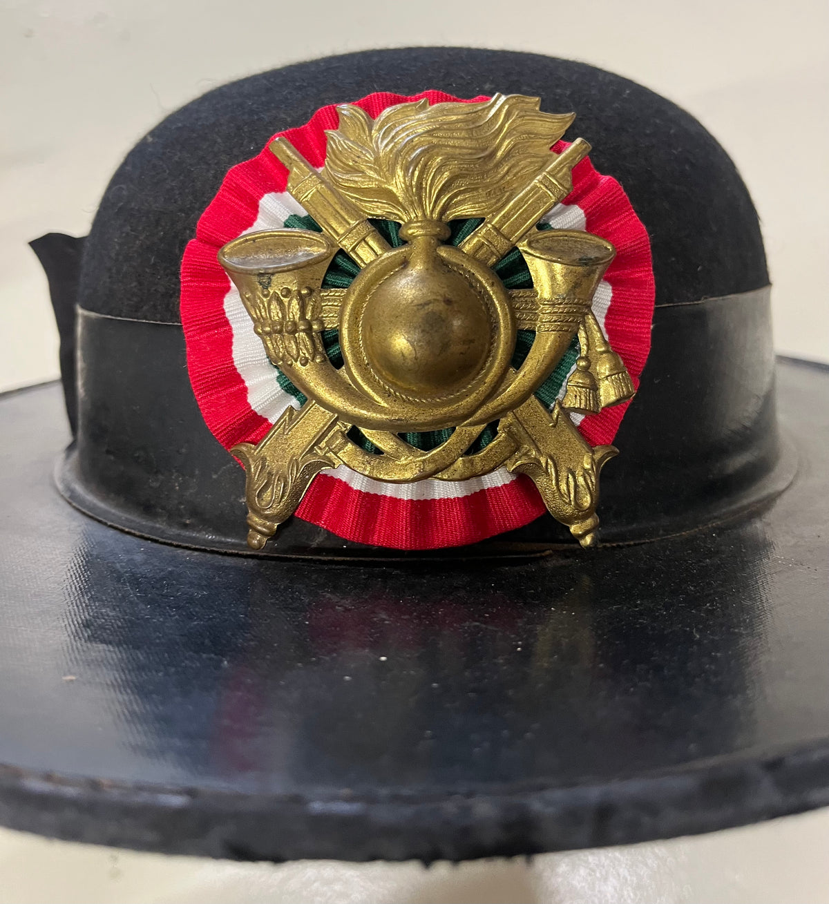 Cappello Bersagliere Militare Originale "Vaira" Completo di Piumetto e Fregio