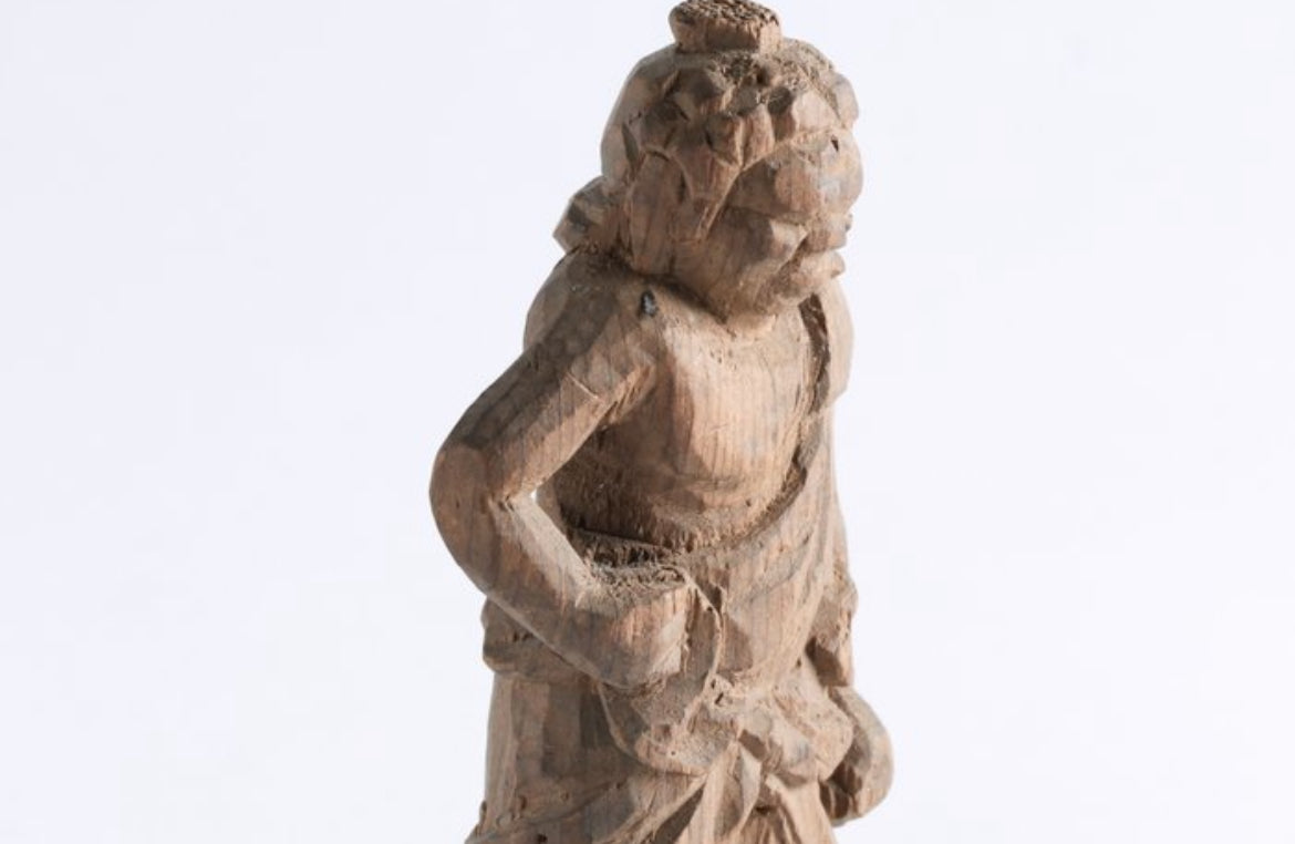 Antique Japanese Wooden Buddhist Statue – Minshubutsu Sculpture, Doji Acolyte (Fudo Myoo), Edo/Meiji Period
