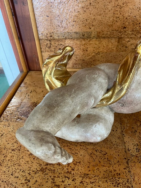 Putto Alato Barocco in Legno Intagliato, Policromo e Dorato – XVII-XVIII Secolo, H 40 cm